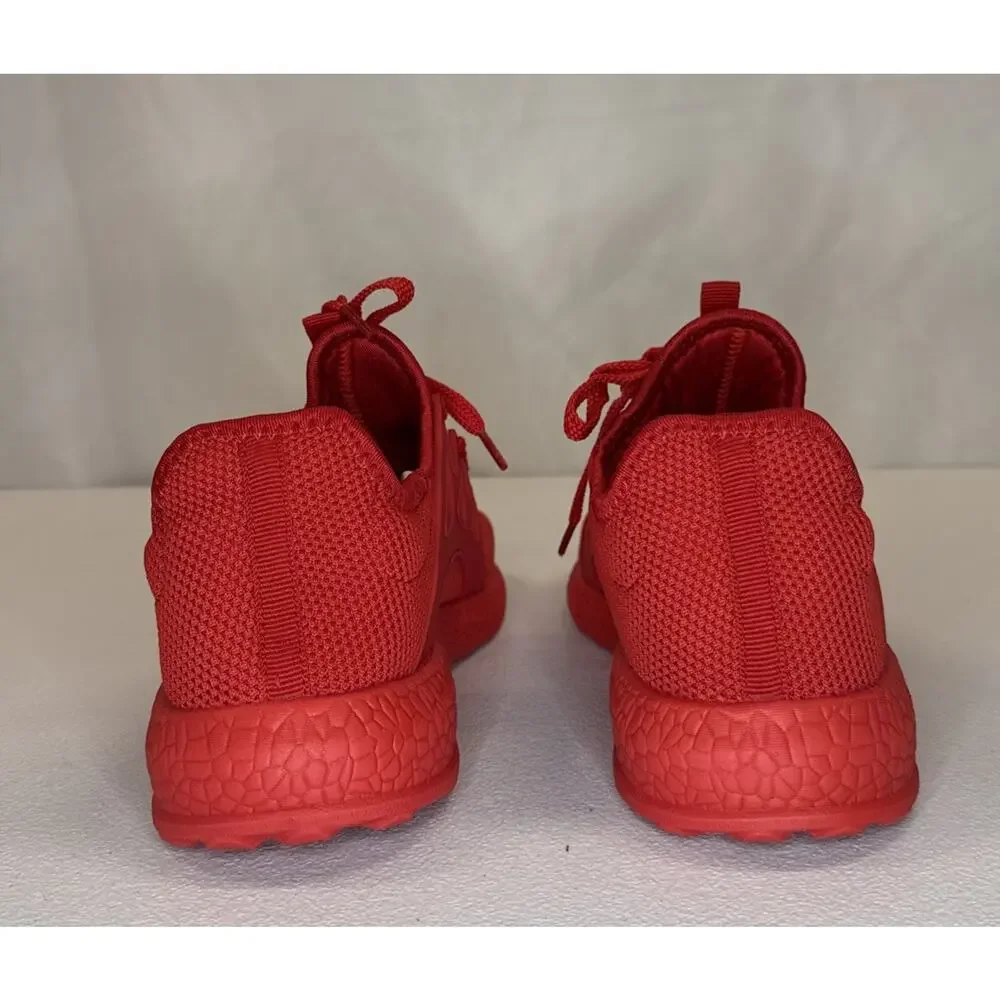 Women's Red Mesh Athletic Sneakers Lightweight Running Walking Gym Shoes Size 42